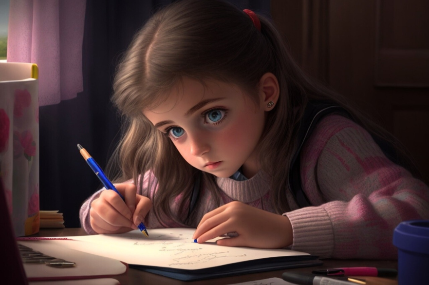 A Child Scribbling on Paper