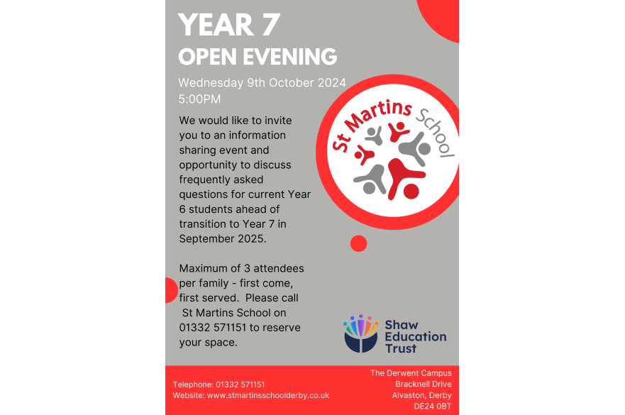 Year 7 Open Evening - 9th October 2024